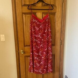 summer & rose Red Floral Slip Midi Dress